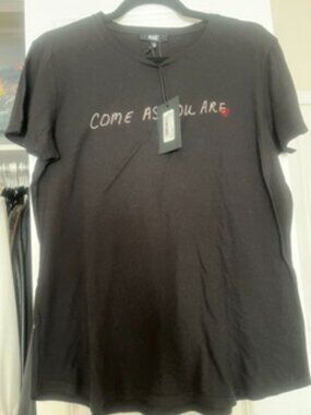 NWT Women's Paige Black Bexley "Come As You Are" Tee Shirt Size Large